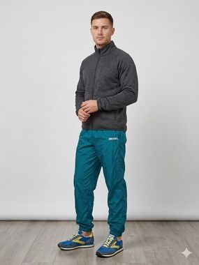Brooks Vintage Teal Windbreaker Track Pants - Men's Lightweight Athletic Joggers